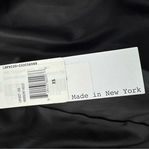 LaQuan Smith Metallic Cyberpunk Cropped Moto Jacket Sz XS Iridescent Holographic - Picture 14 of 16